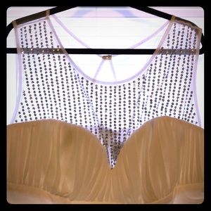 Beautiful white sequins dress with mesh back